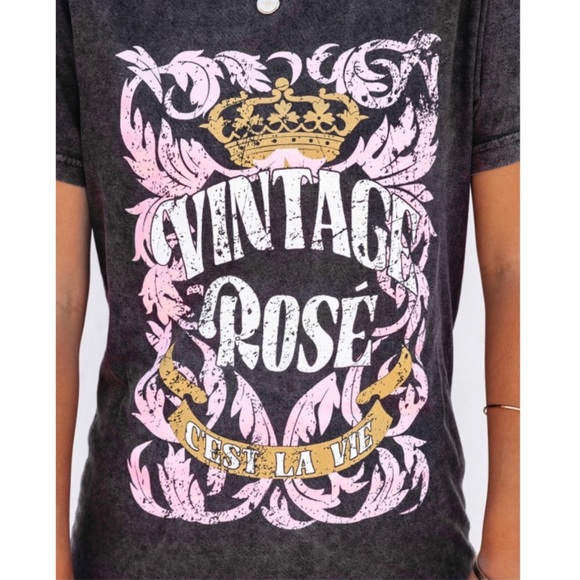 NWT, Vintage Rose SPRING  Cotton Tee, XS, S - Picture 3 of 11